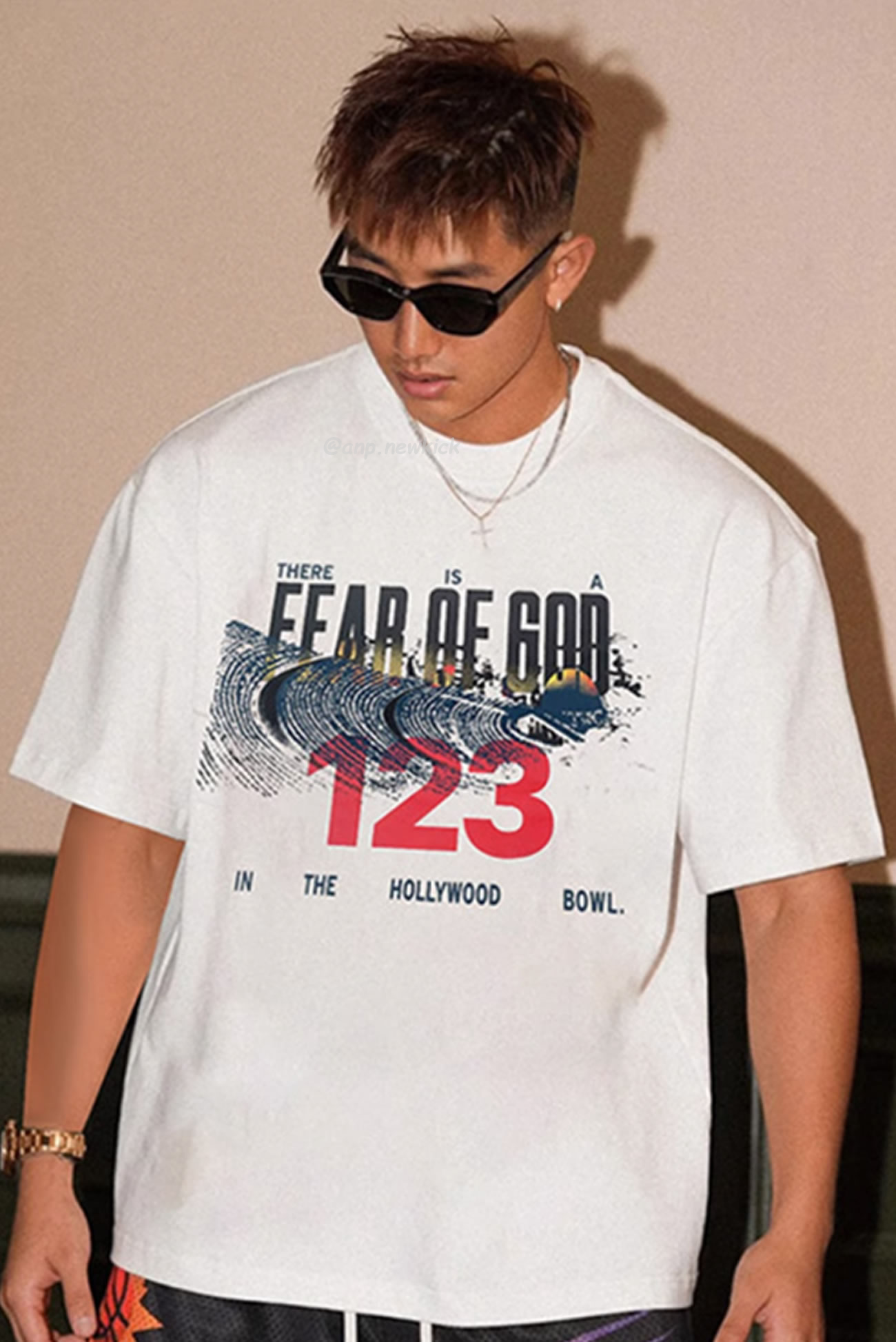 Fear Of God X Rrr 123 Co Branded Letter Printed Short Sleeve T Shirt White (2) - newkick.app